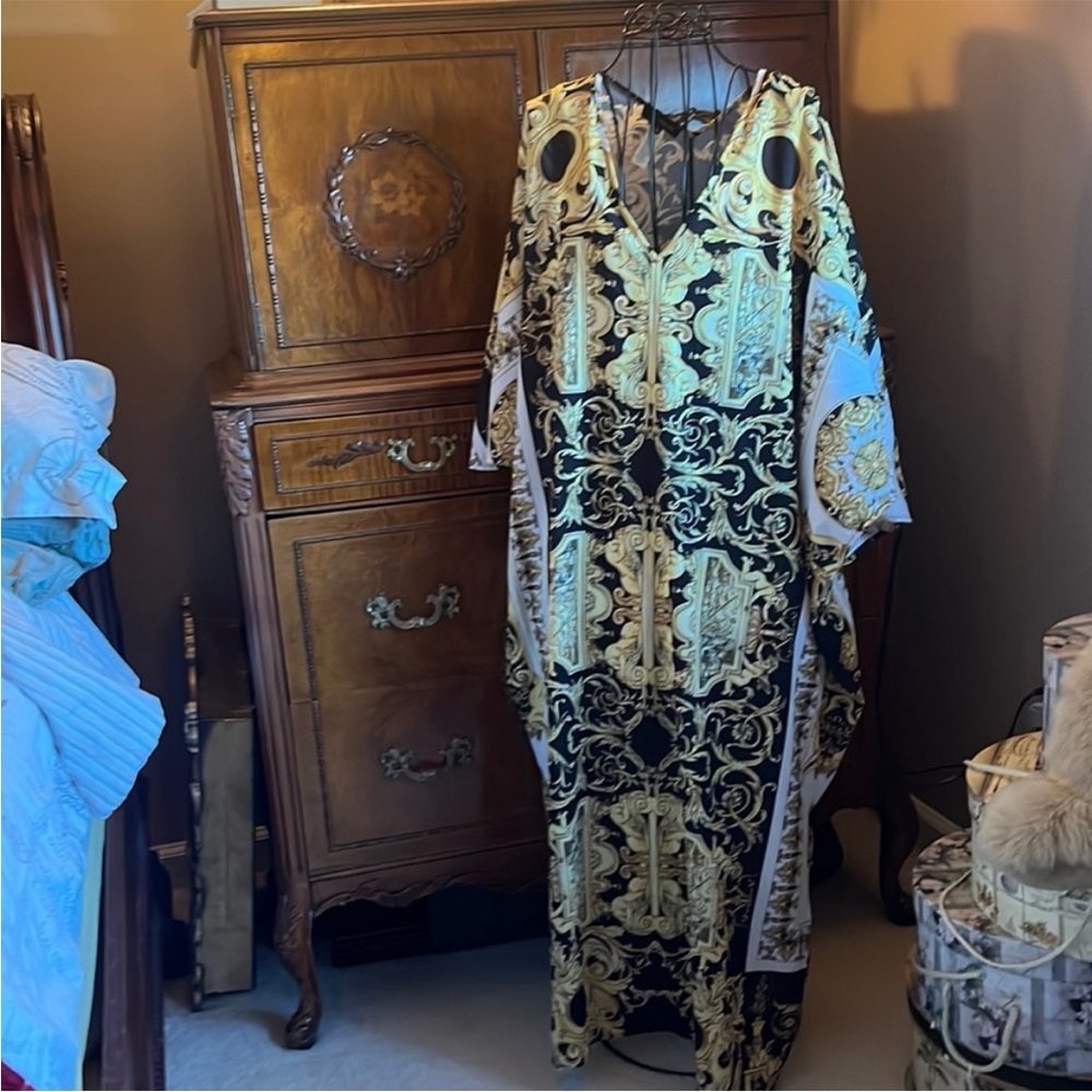 Versace Black and Gold Flowing Robe